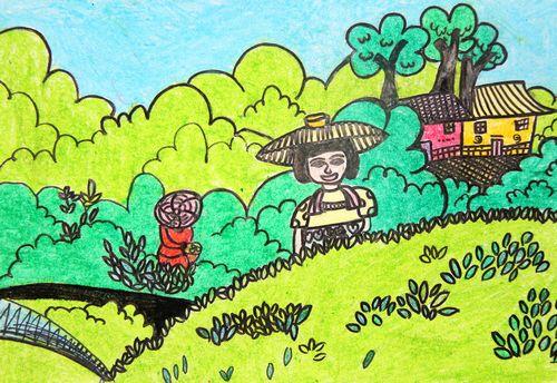 乡间茶叶/少儿绘画作品/儿童画/网络美术馆_中国少儿