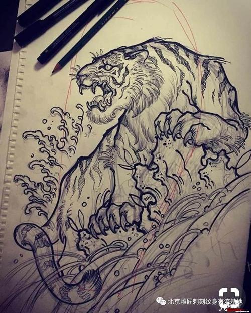 九素刺青纹身手稿第26期:老虎纹身手稿
