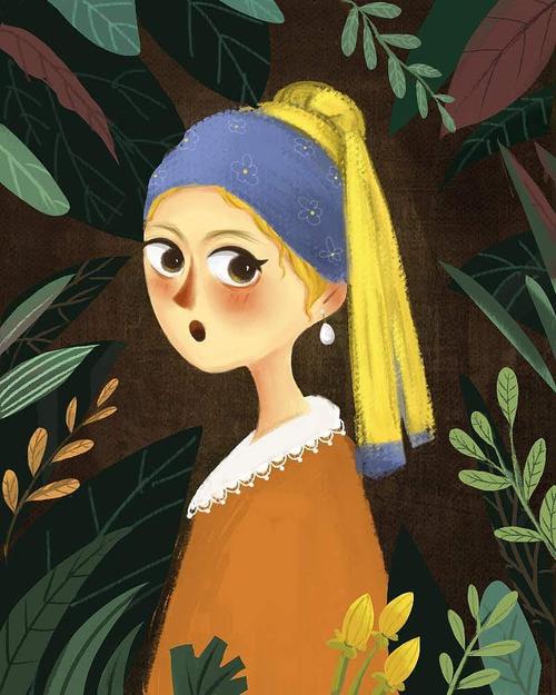 戴珍珠耳环的少女