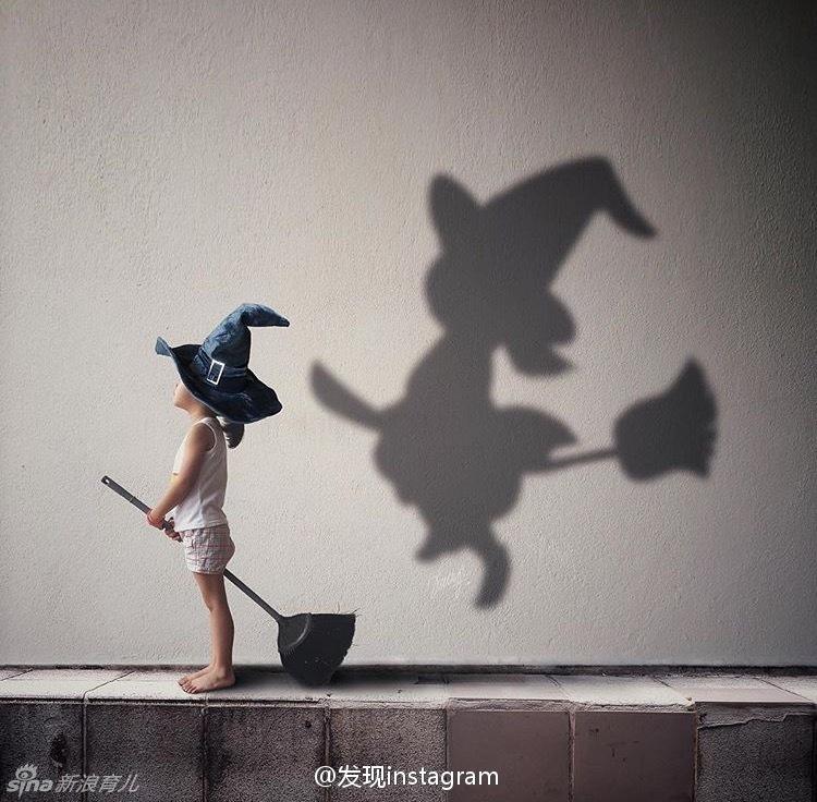 摄影师妈妈kelly tan利用女儿的影子和天马行空的幻想拍摄了一组有趣