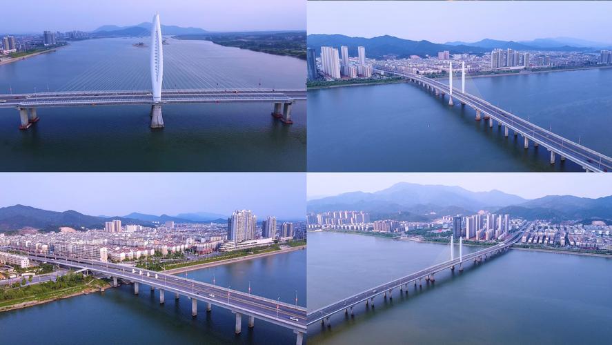 航拍江西吉安吉水县赣江吉阳大桥