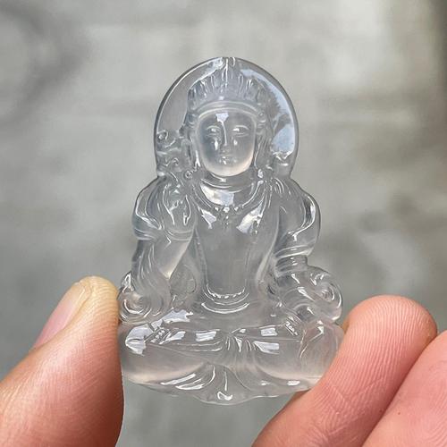 源头翡翠 翡翠高冰度母吊坠 缅甸天然翡翠玉石挂件珠宝首饰项链玉佩