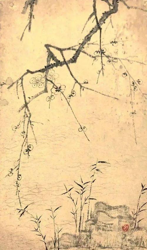 清 弘仁 梅花图