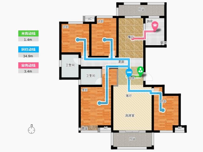 东方国际花园4室0厅2卫1厨206.00㎡户型图