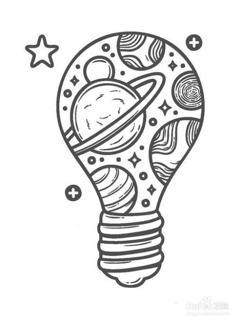 儿童简笔画-可爱卡通的创意灯泡简笔画法