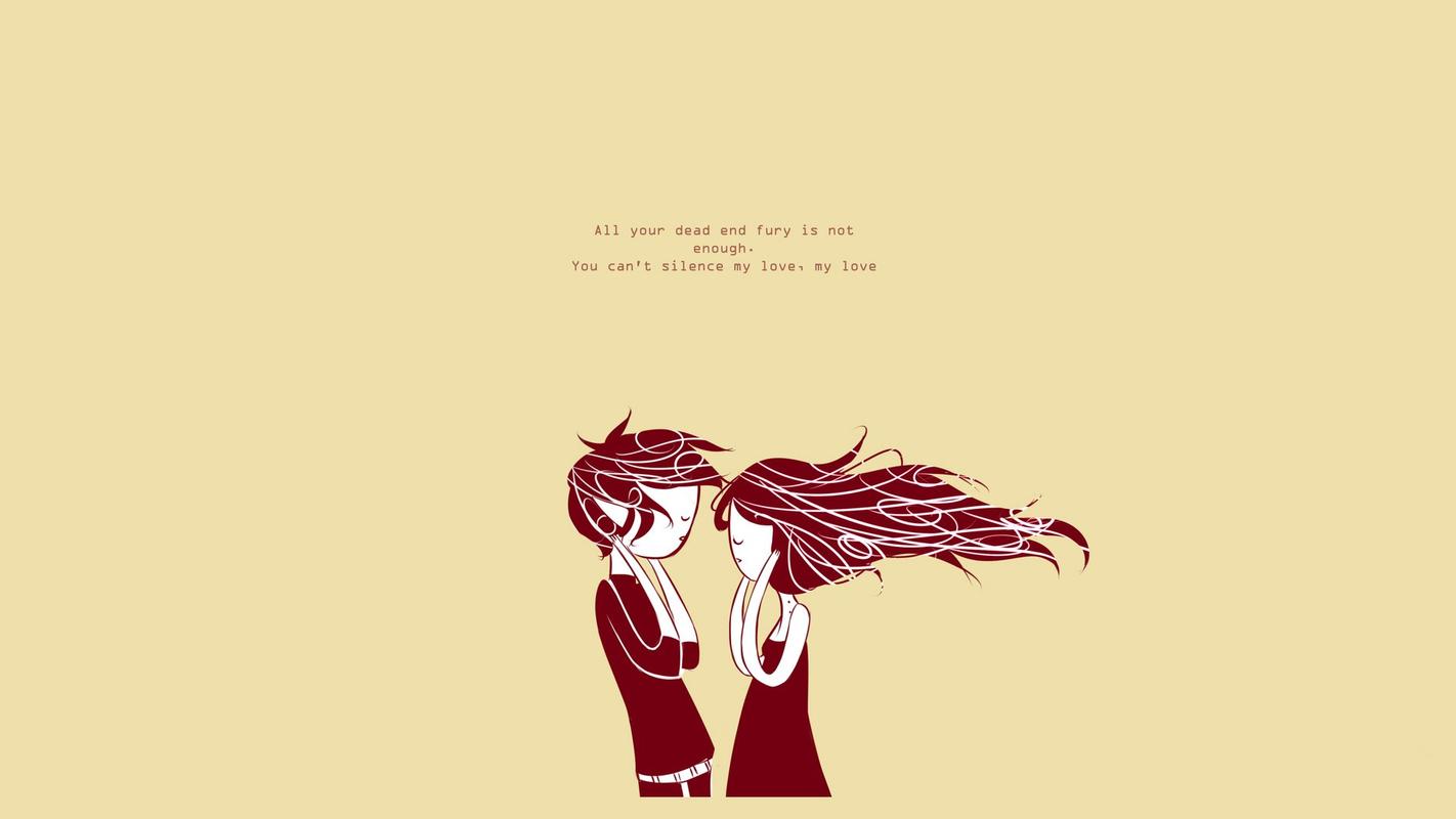 精选极简风格的纯色背景浪漫卡通情侣图片桌面壁纸