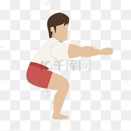 男性瑜伽蹲姿矢量素材