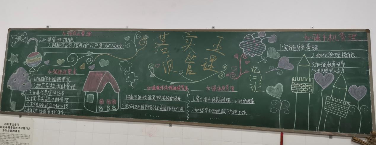 隆回县山界九年义务制学校开展"五项管理"黑板报展评活动