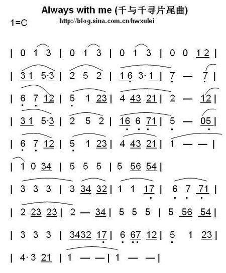求久石让的千与千寻,风之甬道,悬崖上的金鱼公主的钢琴琴谱简谱!