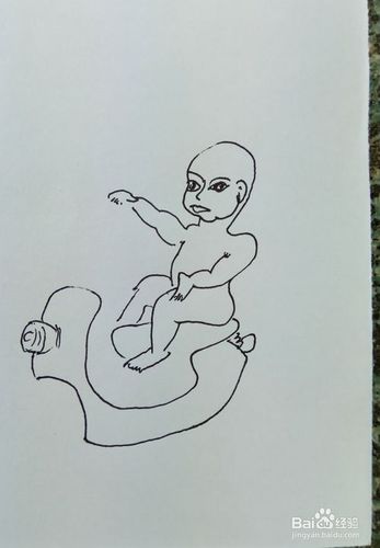 坐在电动车上的人简笔画