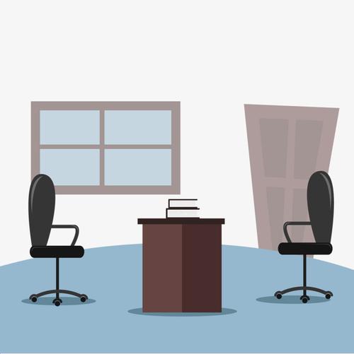 卡通办公室内家具矢量图