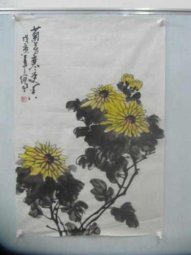 著名画家 杨全意  作 菊花寒更香  国画作品一幅 尺寸69/46厘米