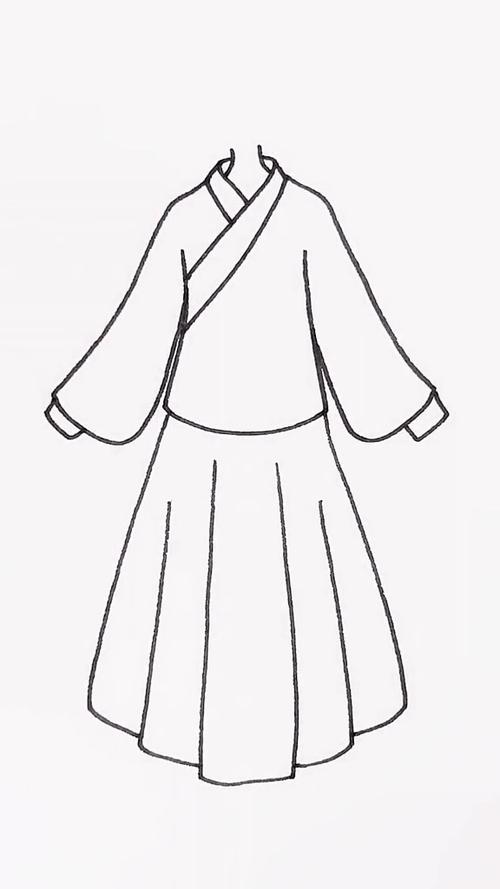 画个很简单的汉服 #简笔画_简笔画_汉服_教程_简笔画教程_知识_艺术