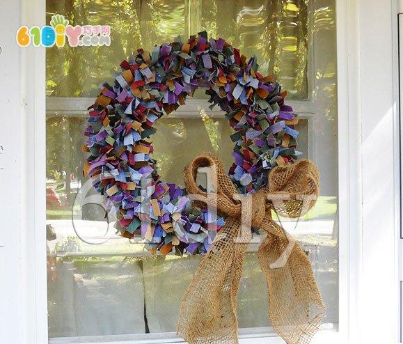 废旧牛仔料制作花环_巧巧手幼儿手工网