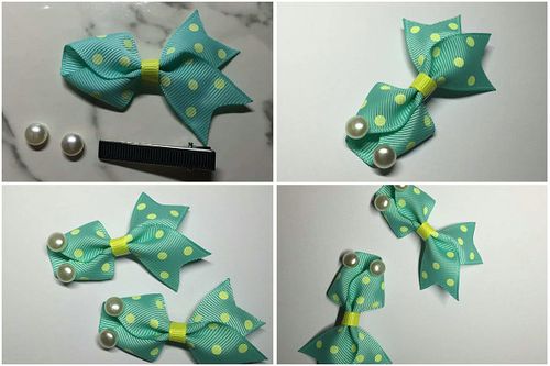 教程列表 内容详情    然后像做蝴蝶结一样,qq线缠起来,找与波点颜色