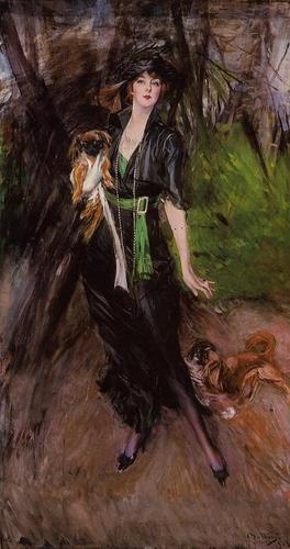 portrait of a lady lina bilitis with two pekinese