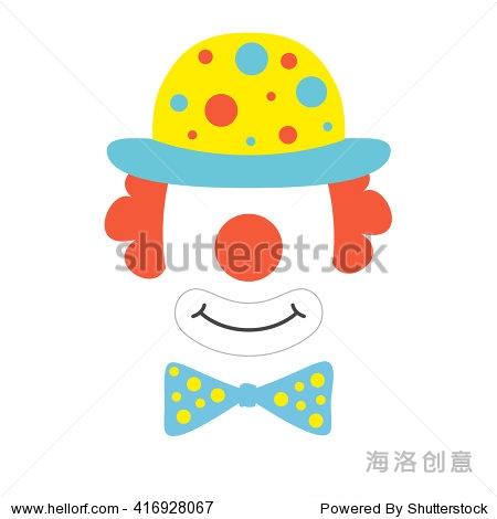 wig hat nose funny glasses bow tie smile. vector illustration