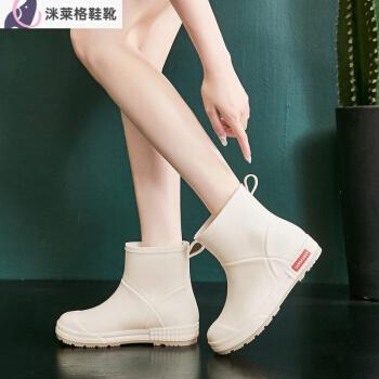 洣莱格潮堂四季雨鞋时尚雨鞋女时尚款外穿短筒加绒冬季棉雨靴韩国可爱