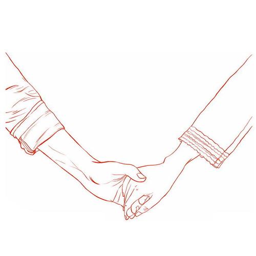 手牵手的情侣情人节手绘线条素描插画985737免抠图片素材