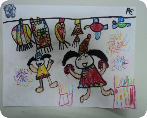 儿童画灯笼新年贺卡灯笼新年贺卡