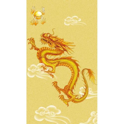 风水画国画客厅办公室玄关画挂画装饰金龙画中国龙38竖幅龙画_7折现价