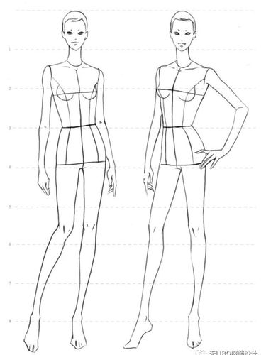 服装设计女人体线稿模板
