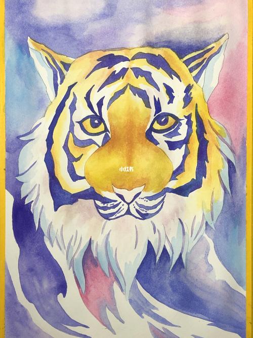 《老虎》_水彩画_创意美术_儿童创意画_铅笔画_水彩笔_人文_绘画