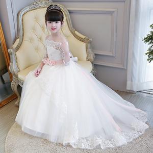 儿童婚纱礼服拖尾裙长公主冬