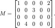 m = begin{bmatrix} 1 & 0 & 0 & 0 & 2 0 & 0