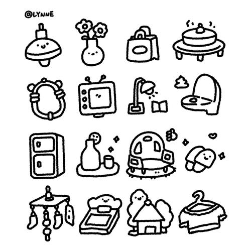 小荔枝原创可爱简笔画|家庭摆件篇(附线稿)_简笔画_线稿_摆件_手帐