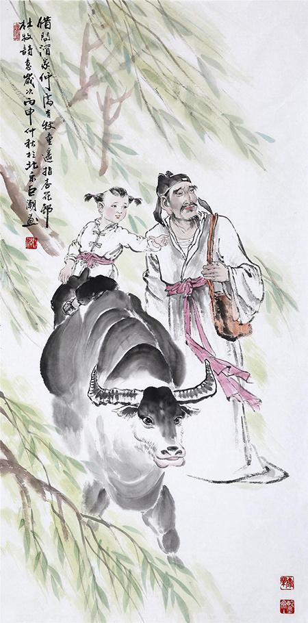 《牧童遥指杏花村》137cm×68cm 2016年