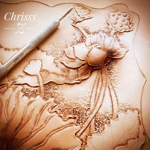 【原创作品】手工皮塑皮雕荷花