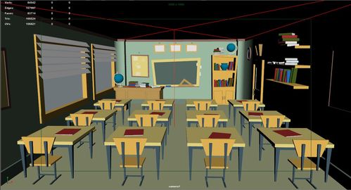 classroom cartoon 3d 模型