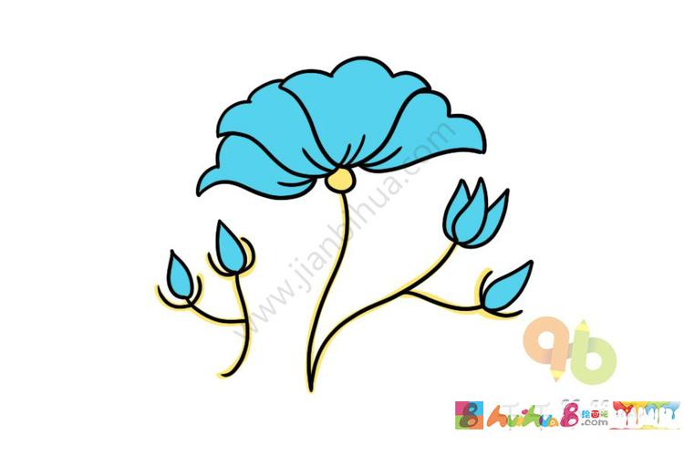 蓝色花朵简笔画图片