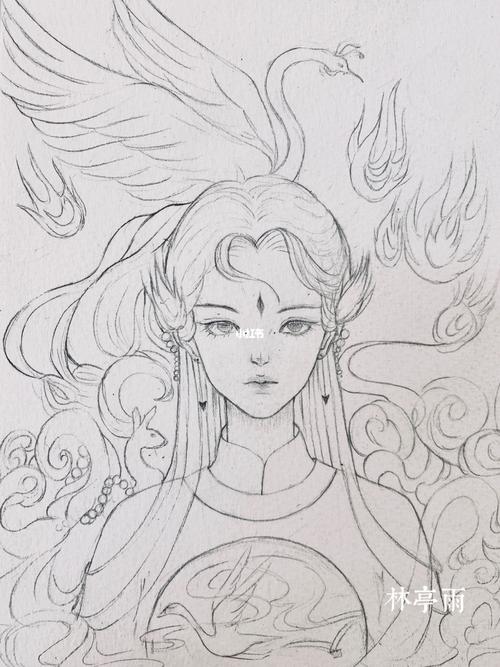 今日线稿|古风人物手绘_古风_手绘_绘画_文化_绘画