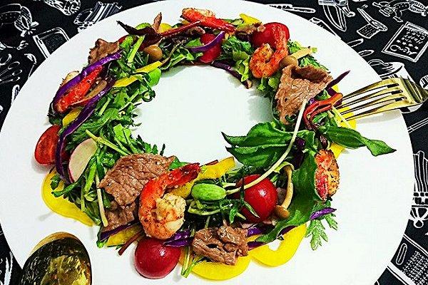 温暖沙拉salad圣诞花环色拉蜜桃爱营养师私厨健身减肥