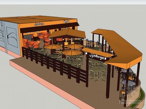 咖啡店建筑sketchup模型下载