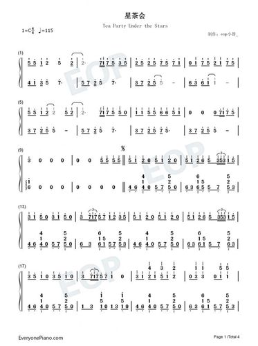 星茶会钢琴数字简谱