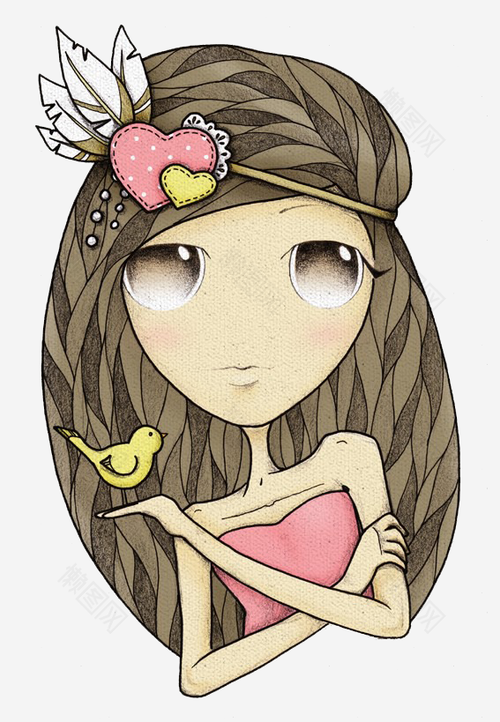 卡通大眼长发女孩