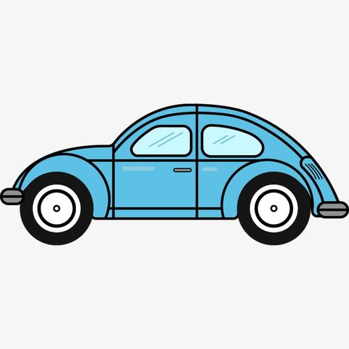 描边蓝色小轿车矢量