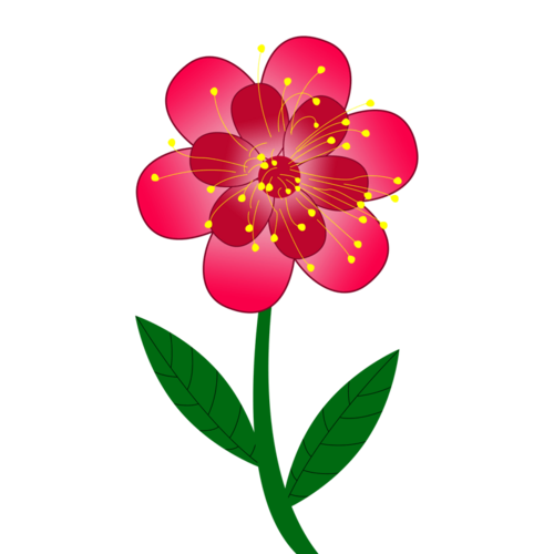 花春天卡通可爱小红花绿叶