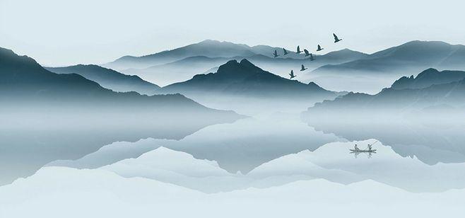 国画山水,意境山水,高清水墨风景,水墨江南,中国风,古典画,电视背景墙