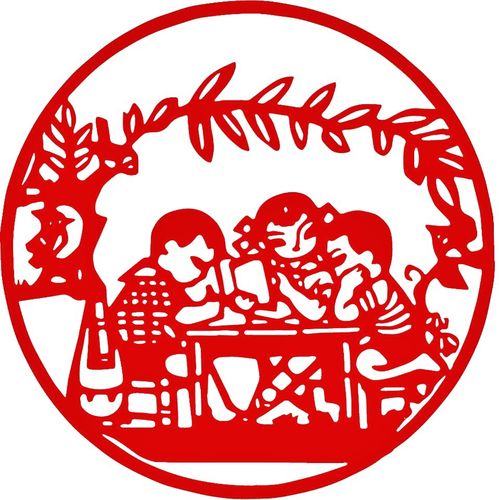 家风孝道校园剪纸文明礼仪圆形学生中华传统美德勤俭