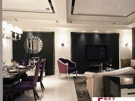 2018简欧客厅餐厅一体装修效果图-房天下装修效果图