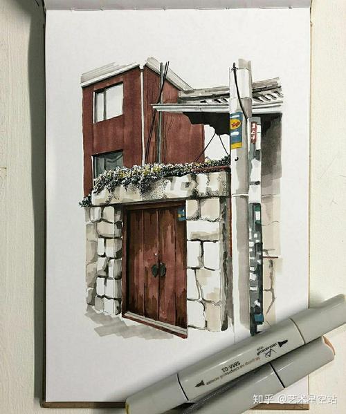 极度舒适的画面感 #风景画##美术生##马克笔手绘