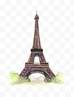 卡通手绘埃菲尔铁塔