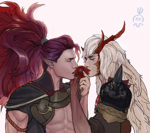 摸鱼画个酒吞童子茨木童子同人,玩这么久连