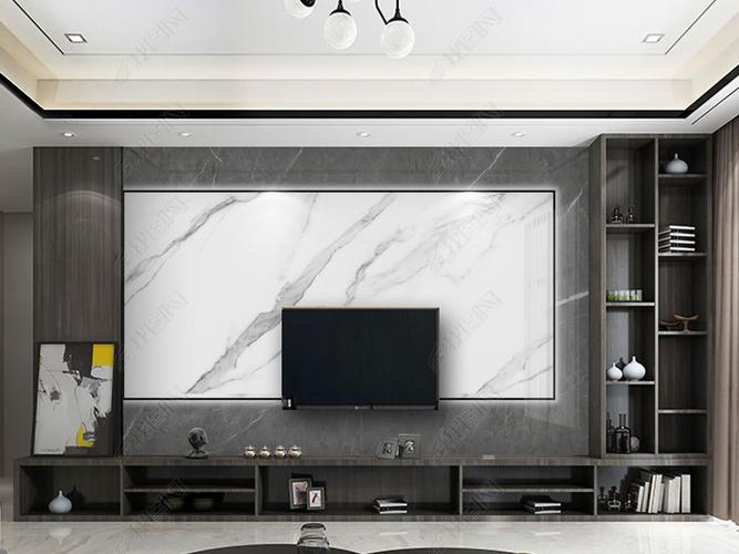 现代简约灰色大理石纹爵士白石材背景墙