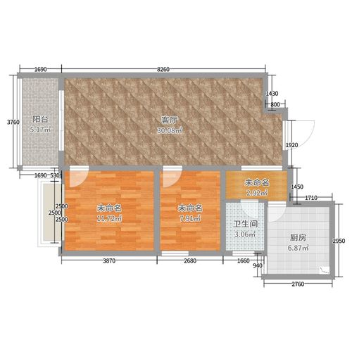 惠泽园0室1厅1卫1厨90.00㎡户型图