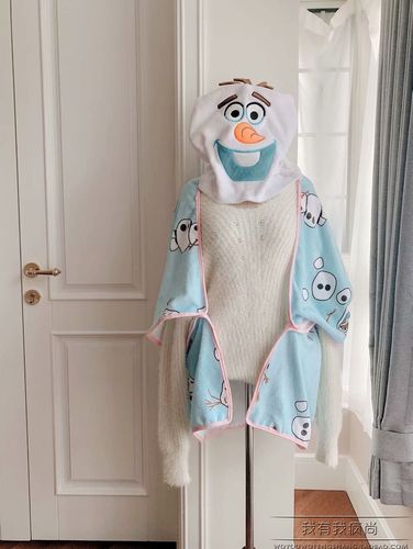 卡通圣诞雪人珊瑚绒连帽披风绒毯小盖毯 懒人披风斗篷